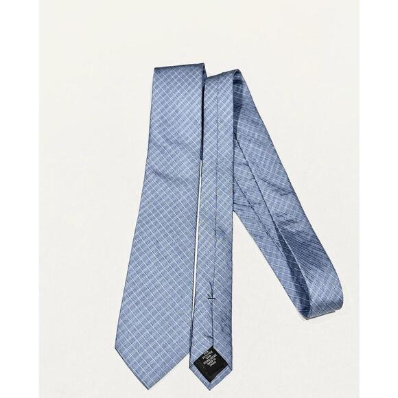 Calvin Klein Men's Blue Windowpane Pattern Silk Tie Classic 57" - Picture 1 of 10